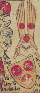 Het wapen van heer Hendrik van Borculo zoals dat opgenomen is in de Heraut Gelre. De kleurstelling komt terug in het huidige gemeentewapen van Berkelland.