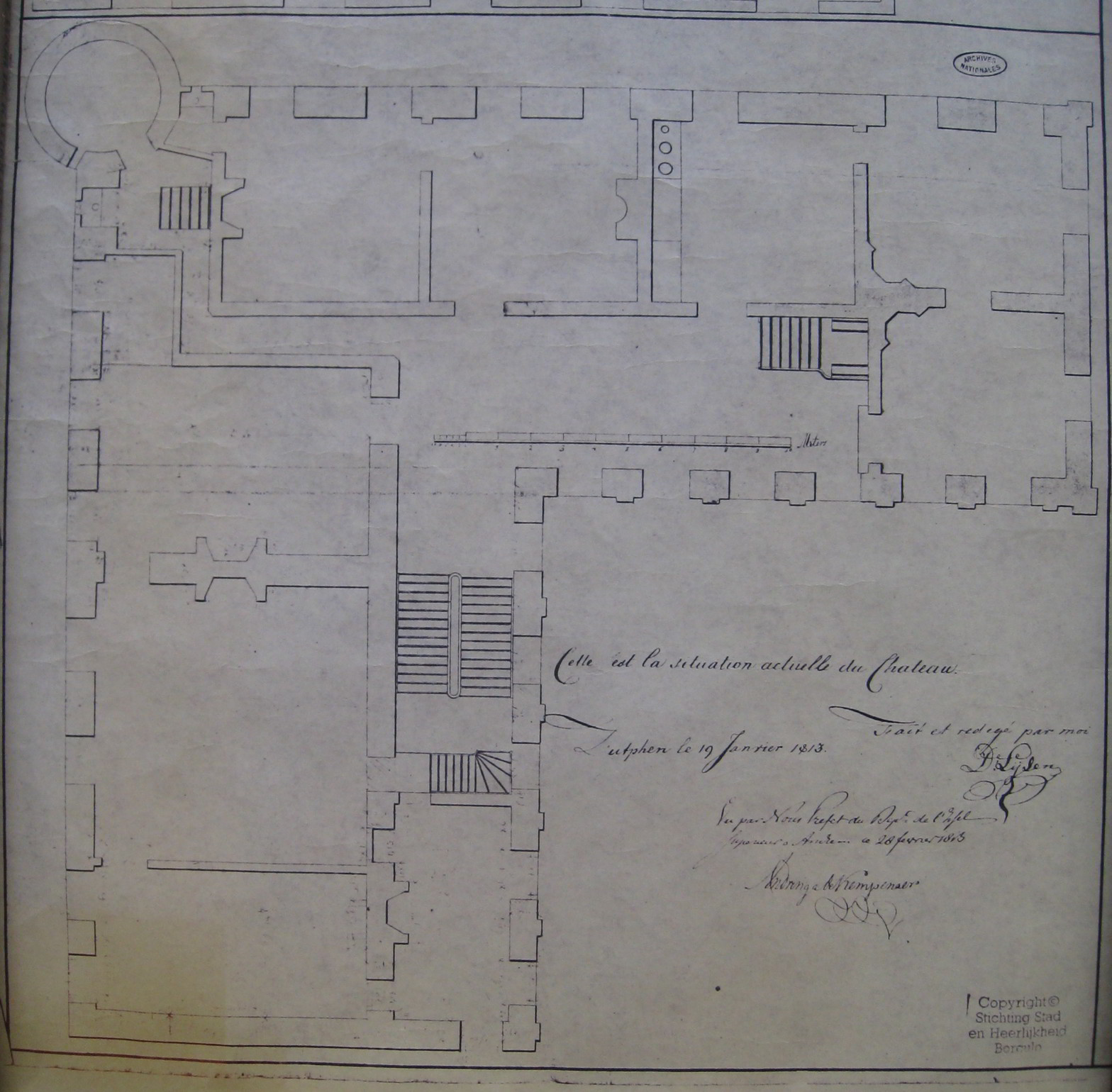 Plattegrond kelders kasteel Borculo, 1813
