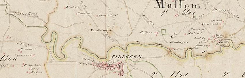 Detail overzichtskaart Eibergen, Mallem en Olden Eibergen van de kadastrale minuutplans 1832